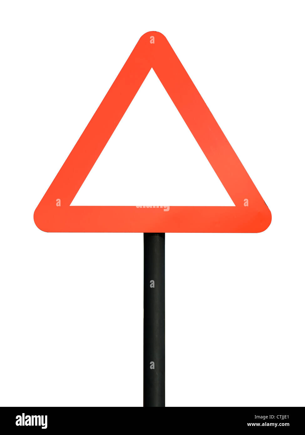 Señal de tráfico triangular en blanco rojo Foto de stock