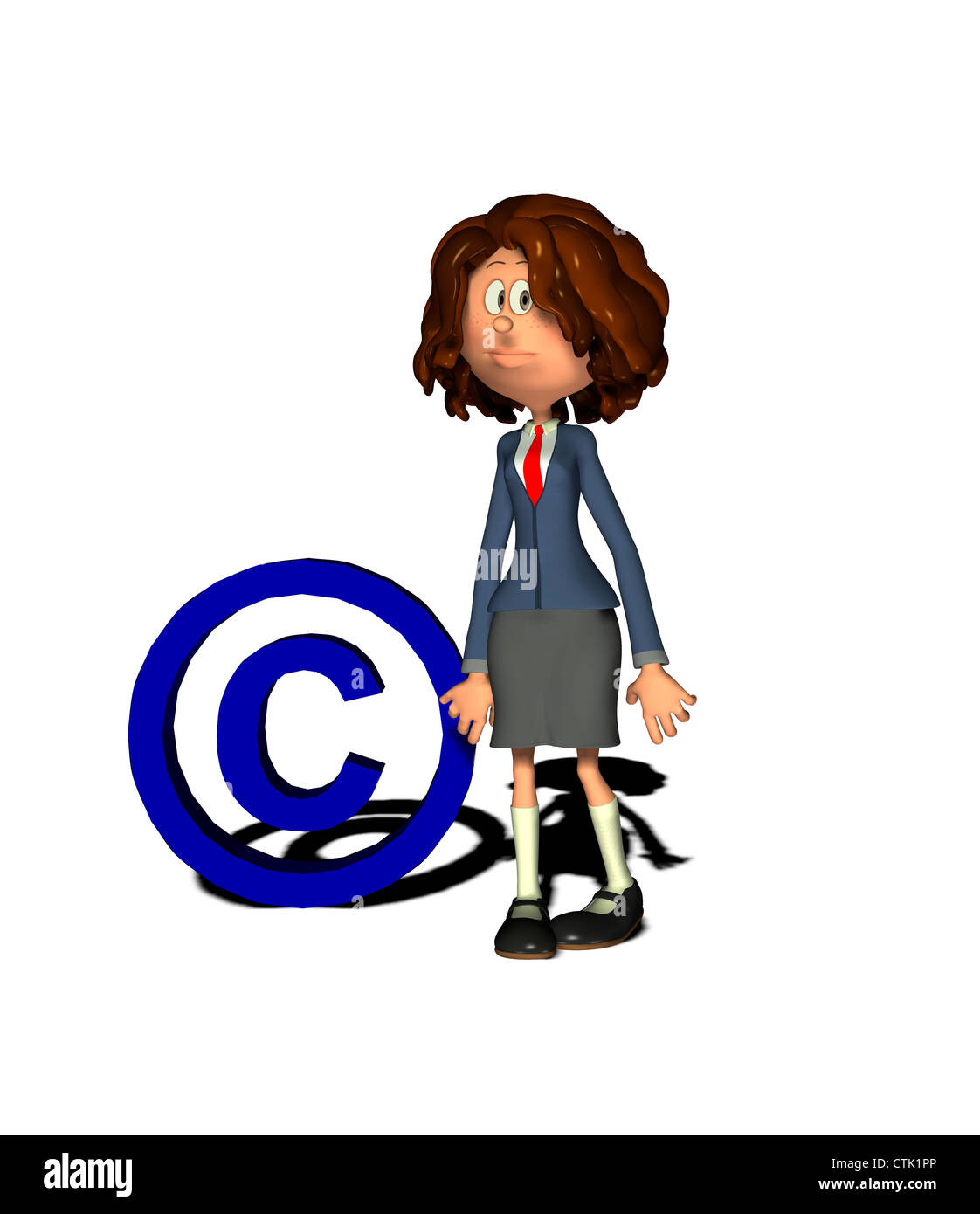Cartoon figura empresaria con el signo de copyright Foto de stock