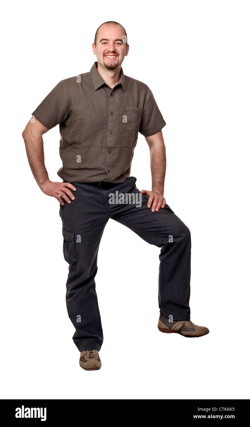 Amable hombre caucásico aislado en blanco ropa casual Foto de stock