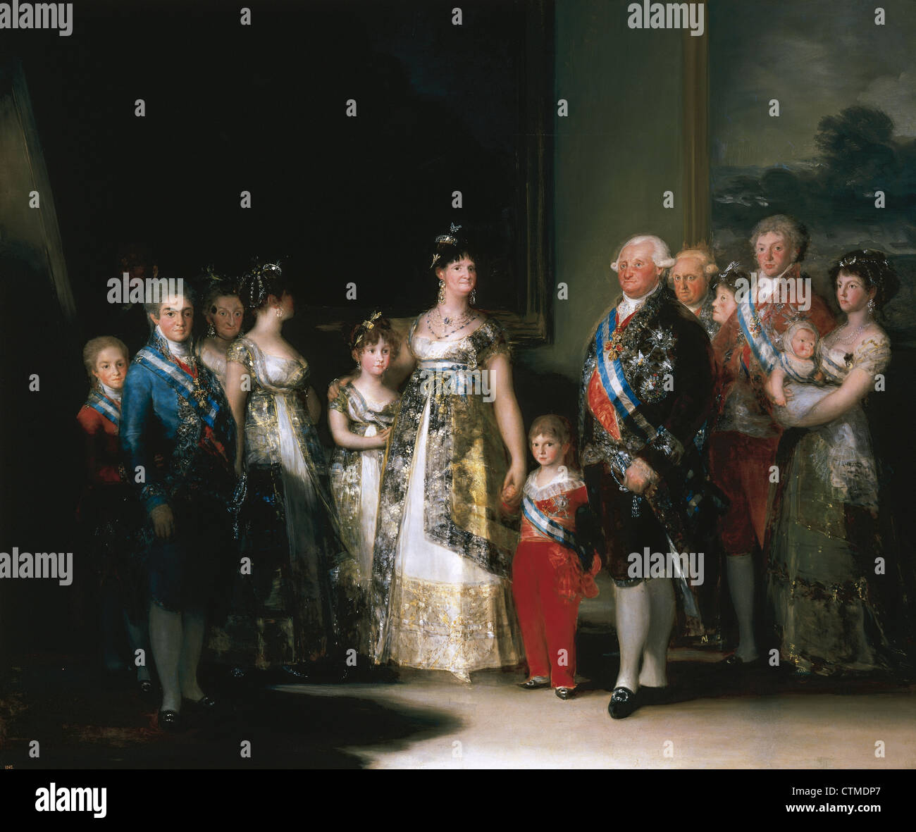 Francisco de Goya (1746-1828). Pintor romántico español. Carlos IV de España y su familia. Óleo sobre lienzo, 1800. Foto de stock