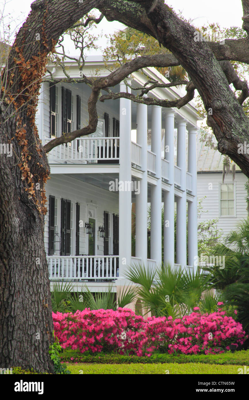 Casa Bay Street, el barrio histórico, Beaufort, Carolina del Sur, EE.UU. Foto de stock