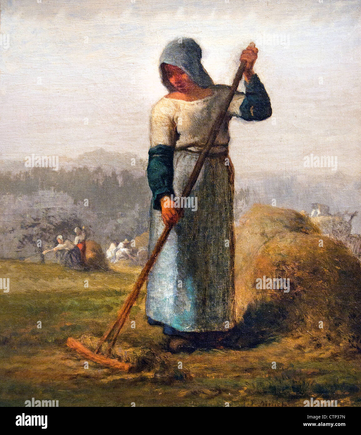 Mujer con un rastrillo 1856 Jean Francois Millet Francia Foto de stock