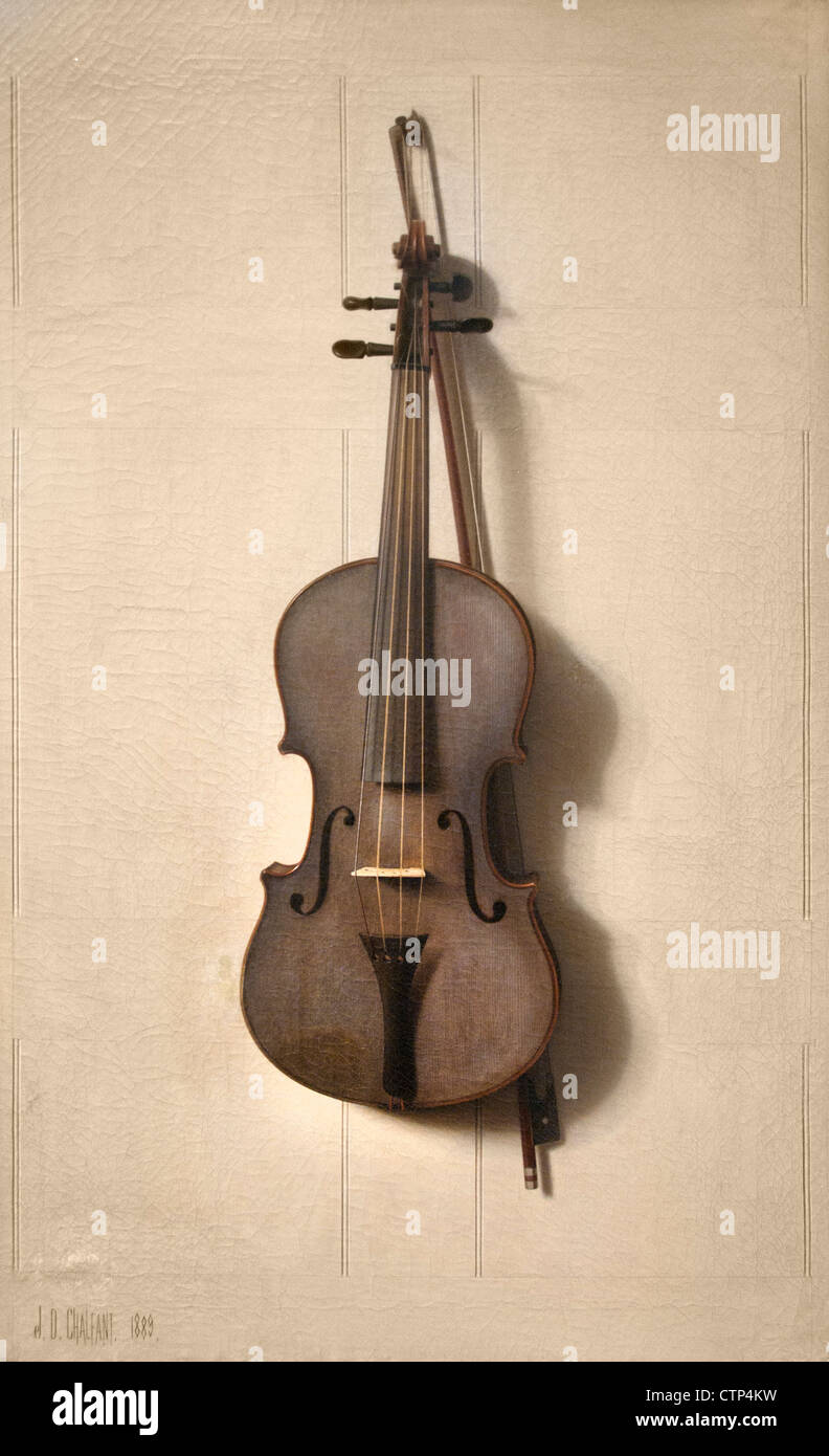 El violín y el Arco 1889 Jefferson D Chalfant American Estados Unidos de América Foto de stock