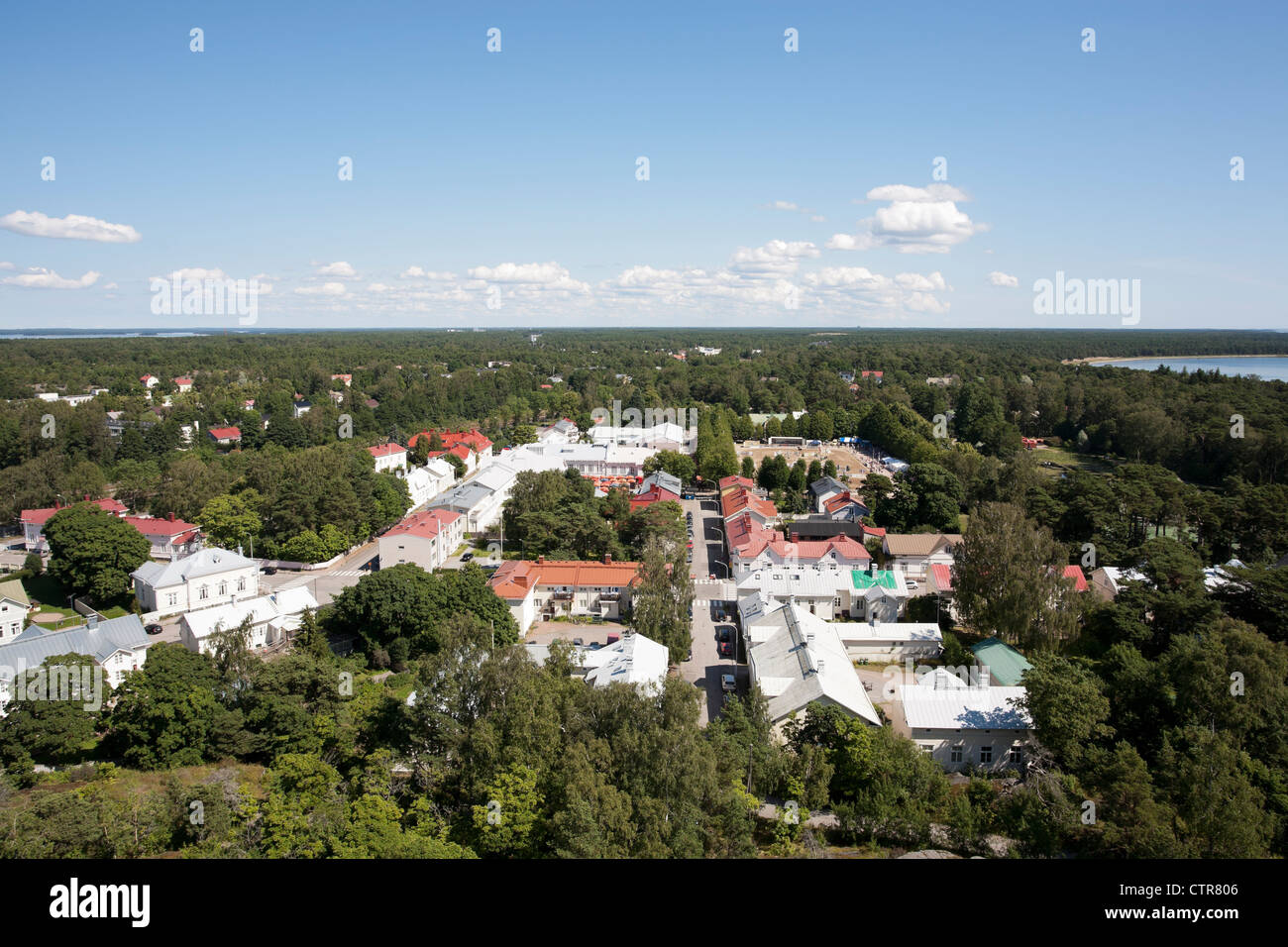 Una vista desde la torre-mirador en Hanko Finlandia Foto de stock