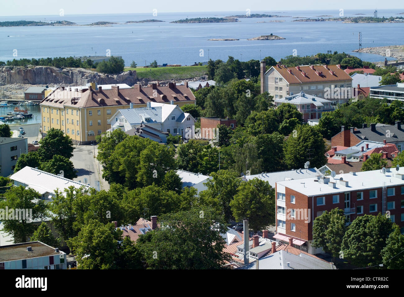 Una vista desde la torre-mirador en Hanko Finlandia Foto de stock