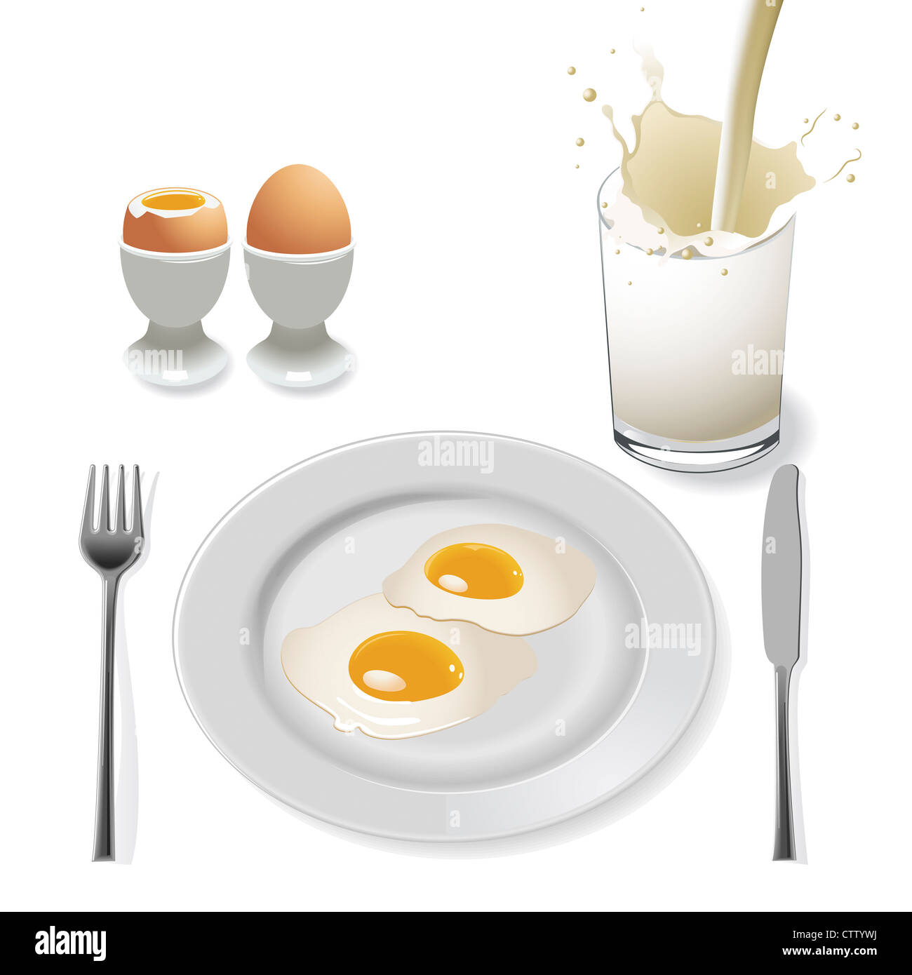 Aisladas de alimentos lácteos ilustración set Foto de stock