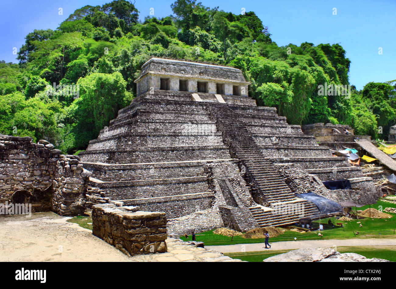 Las ruinas mayas de Palenque Chiapas México monumentos Foto de stock