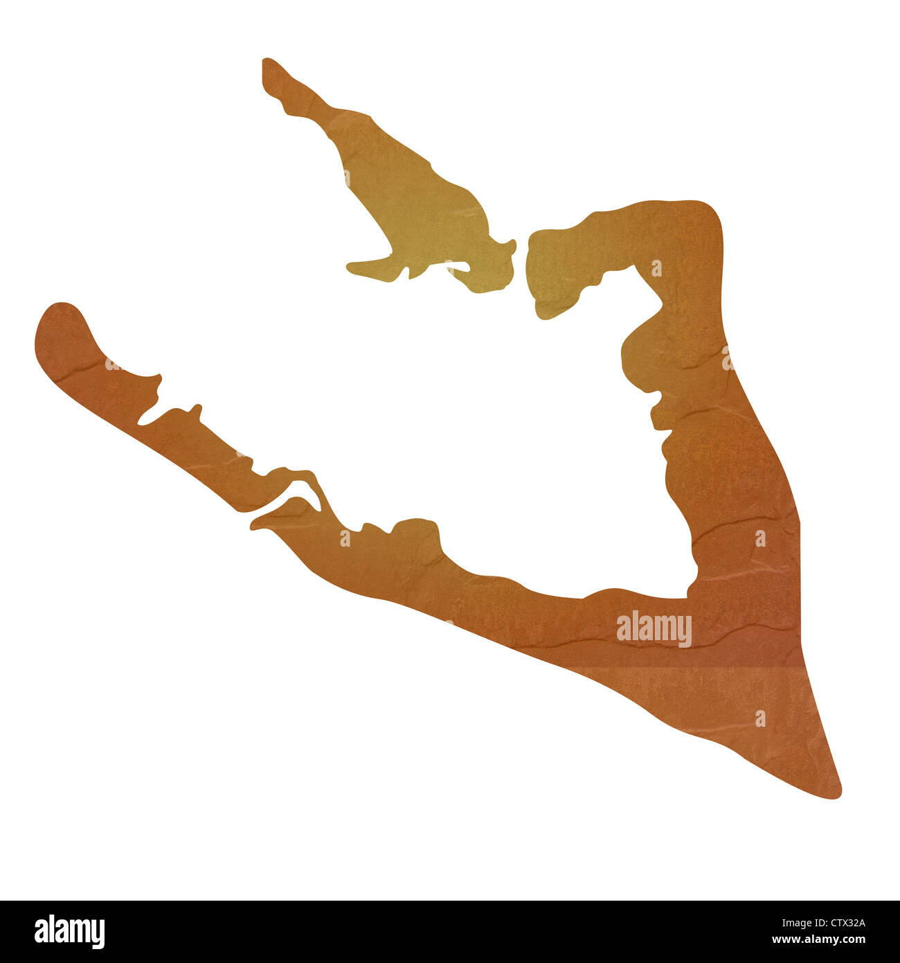 Mapa de la Isla Wake marrón con textura de roca o piedra, aislado sobre fondo blanco con trazado de recorte. Foto de stock