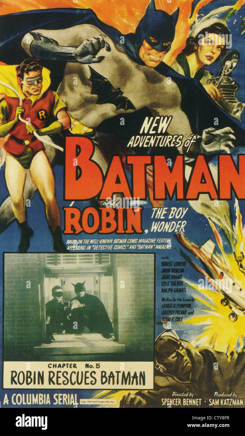 Las nuevas aventuras de Batman y Robin. Póster de película de serie 1949  Columbia Fotografía de stock - Alamy