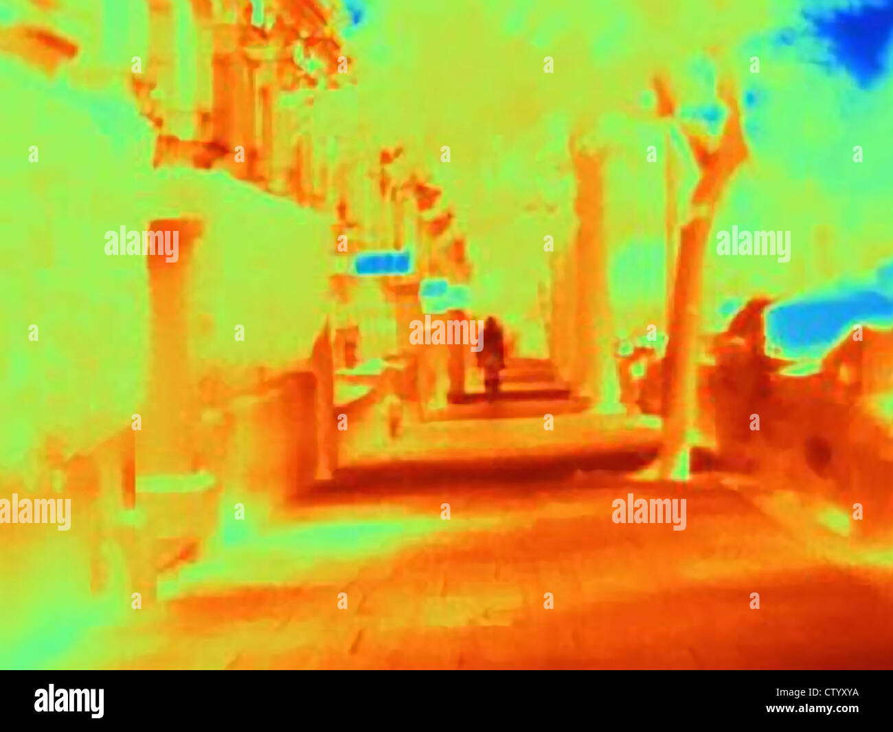 Imagen térmica de las calles de la ciudad Foto de stock