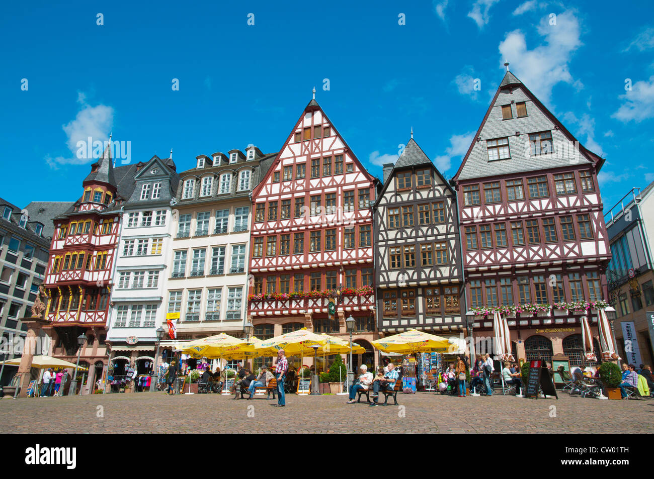 La Plaza Römerberg Altstadt el la ciudad vieja de Frankfurt am Main, Alemania Europa estado de Hesse. Foto de stock