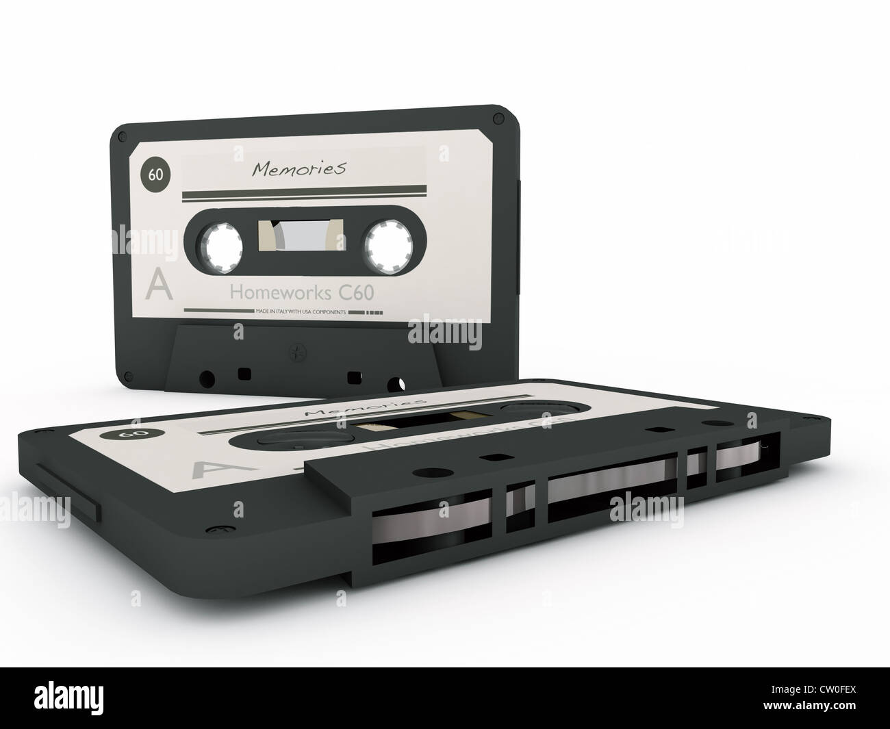 Cintas de cassette aislado sobre fondo blanco. Foto de stock
