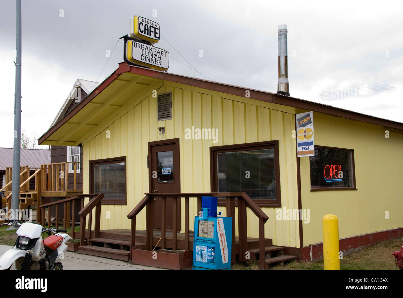 Cafetería abierta para negocios Nenana, Alaska Foto de stock