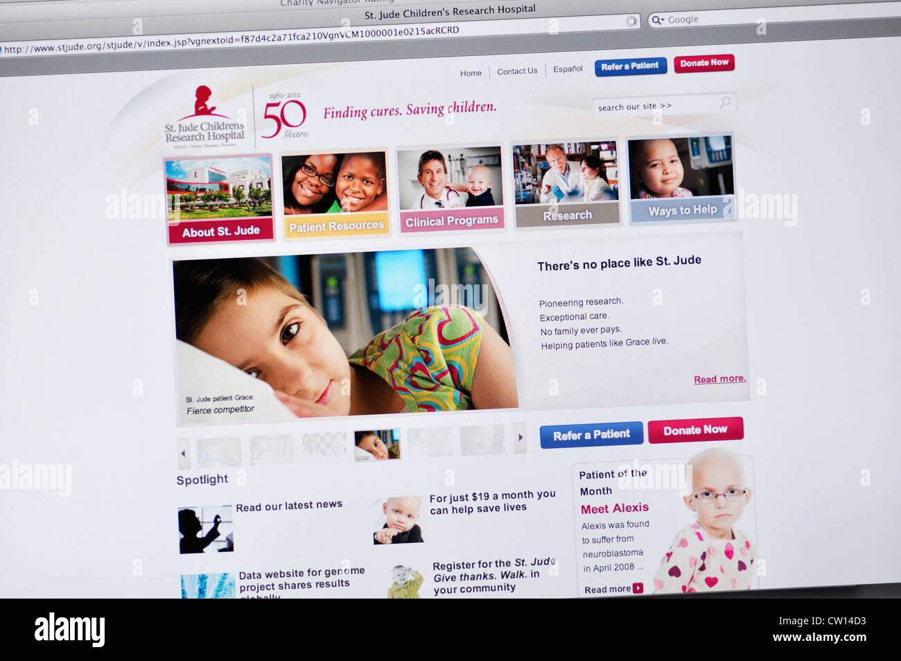 Hospital Infantil de Investigación "Saint Jude" sitio web Foto de stock