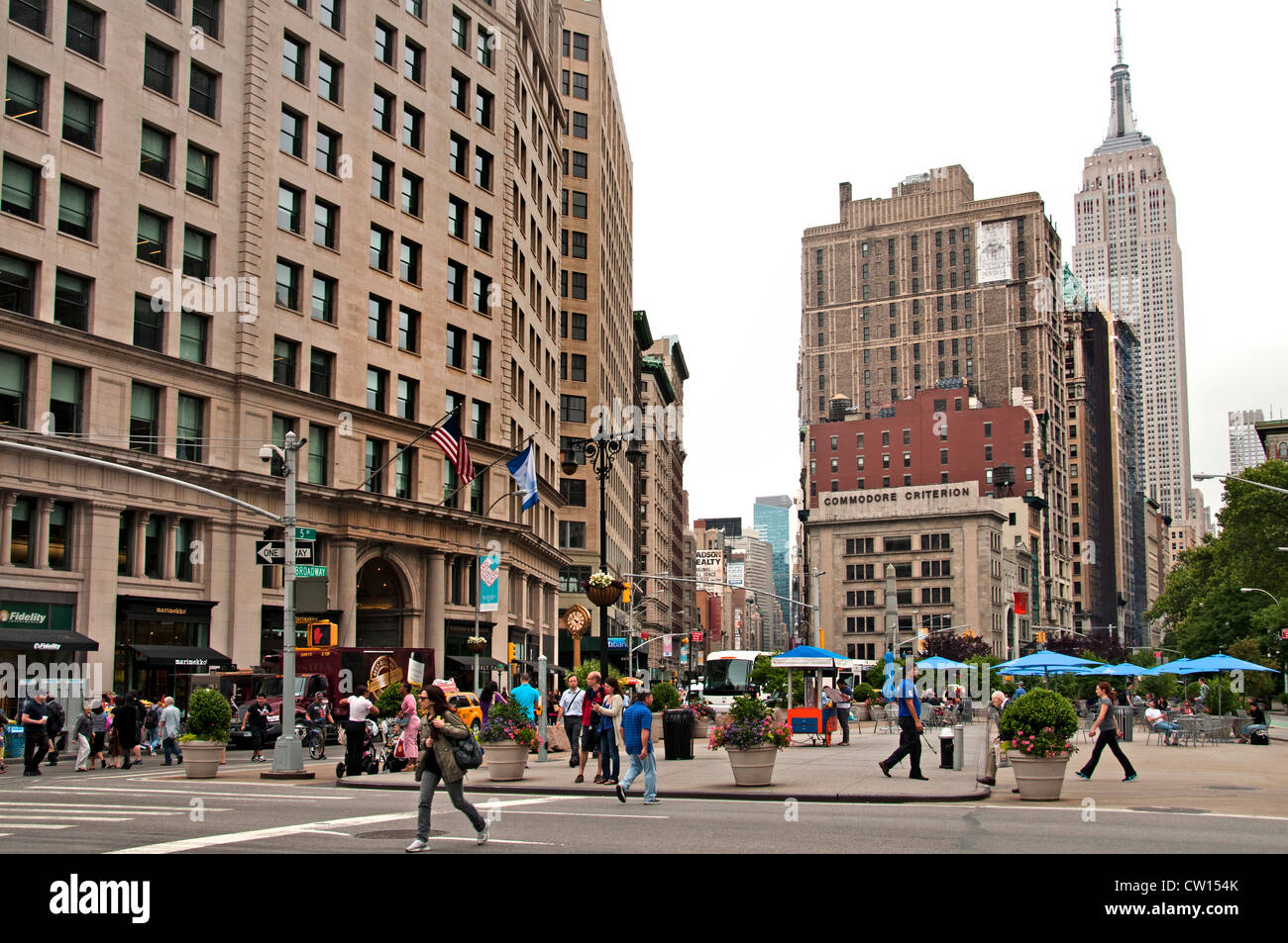 Flatiron Building, District Broadway, 5th Avenue, Manhattan, Nueva York, Foto de stock