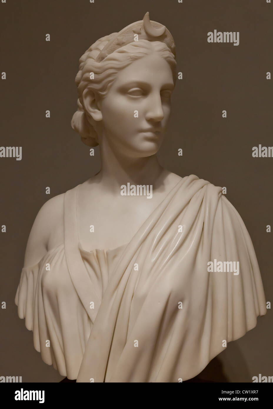 'Diana' estatua de mármol por Hiram Powers, 1853 Foto de stock