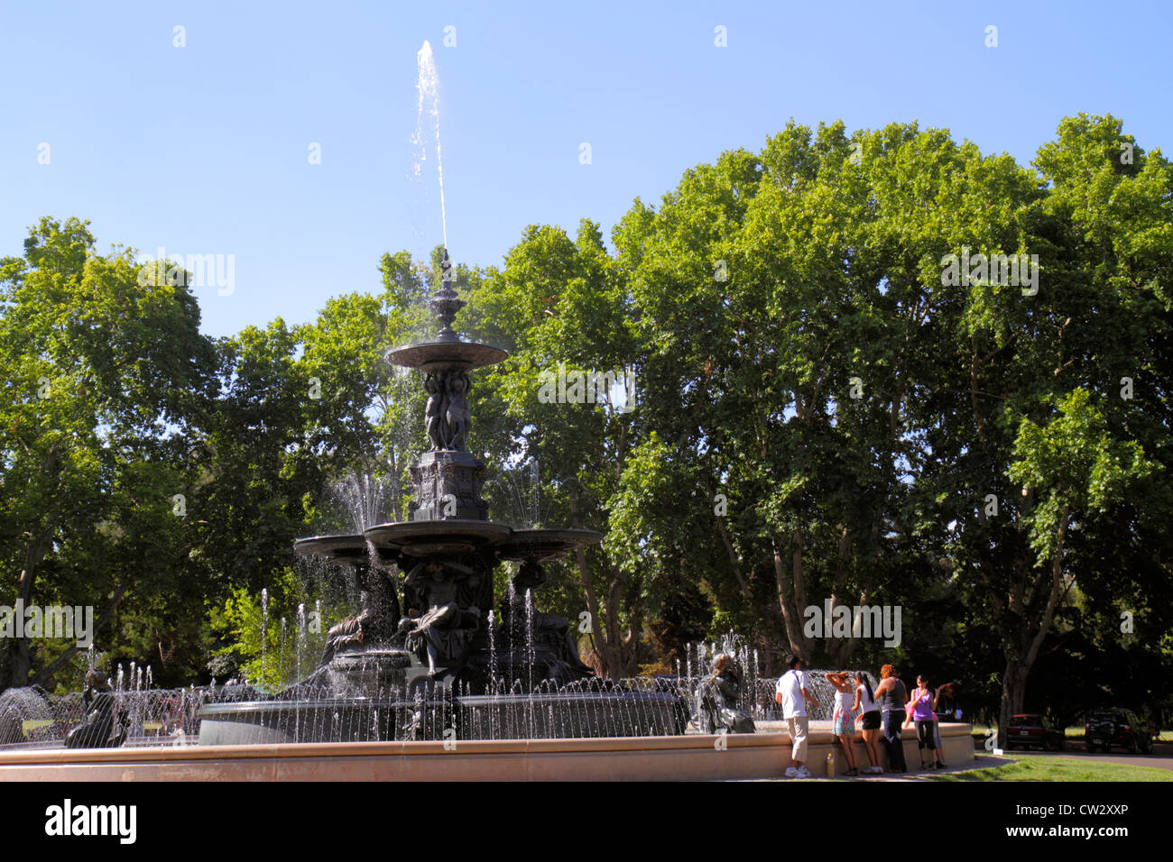 Mendoza Argentina,Parque General San Martín,Parque Público,Fuente de los Continentes,Fuente ornamental,escultura académica,Duval D’O. Foto de stock