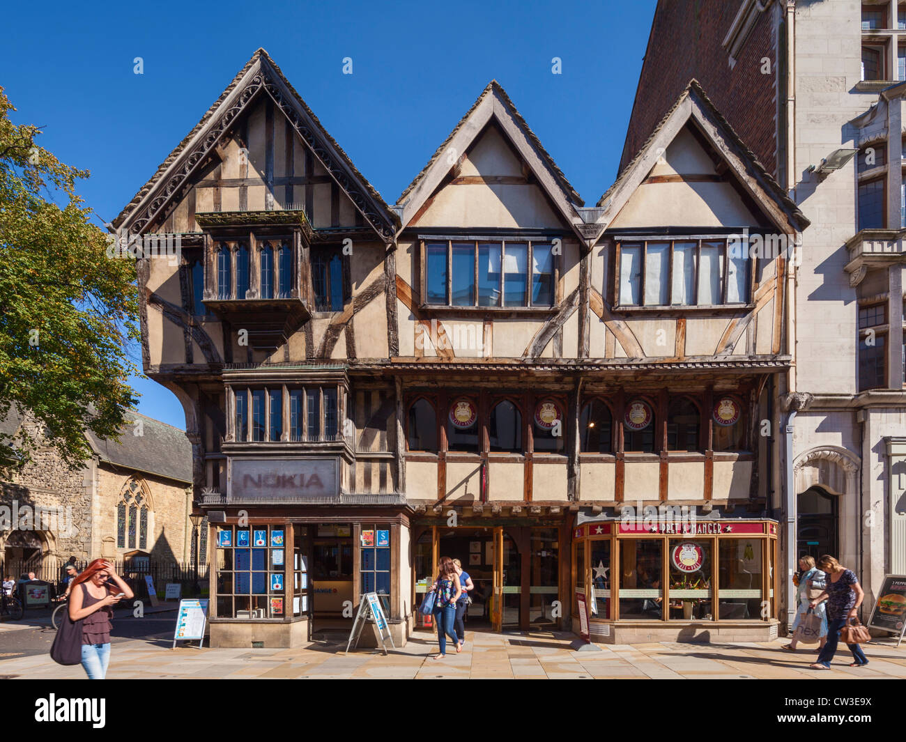 Bastidor de madera del siglo XIV House, Oxford Foto de stock