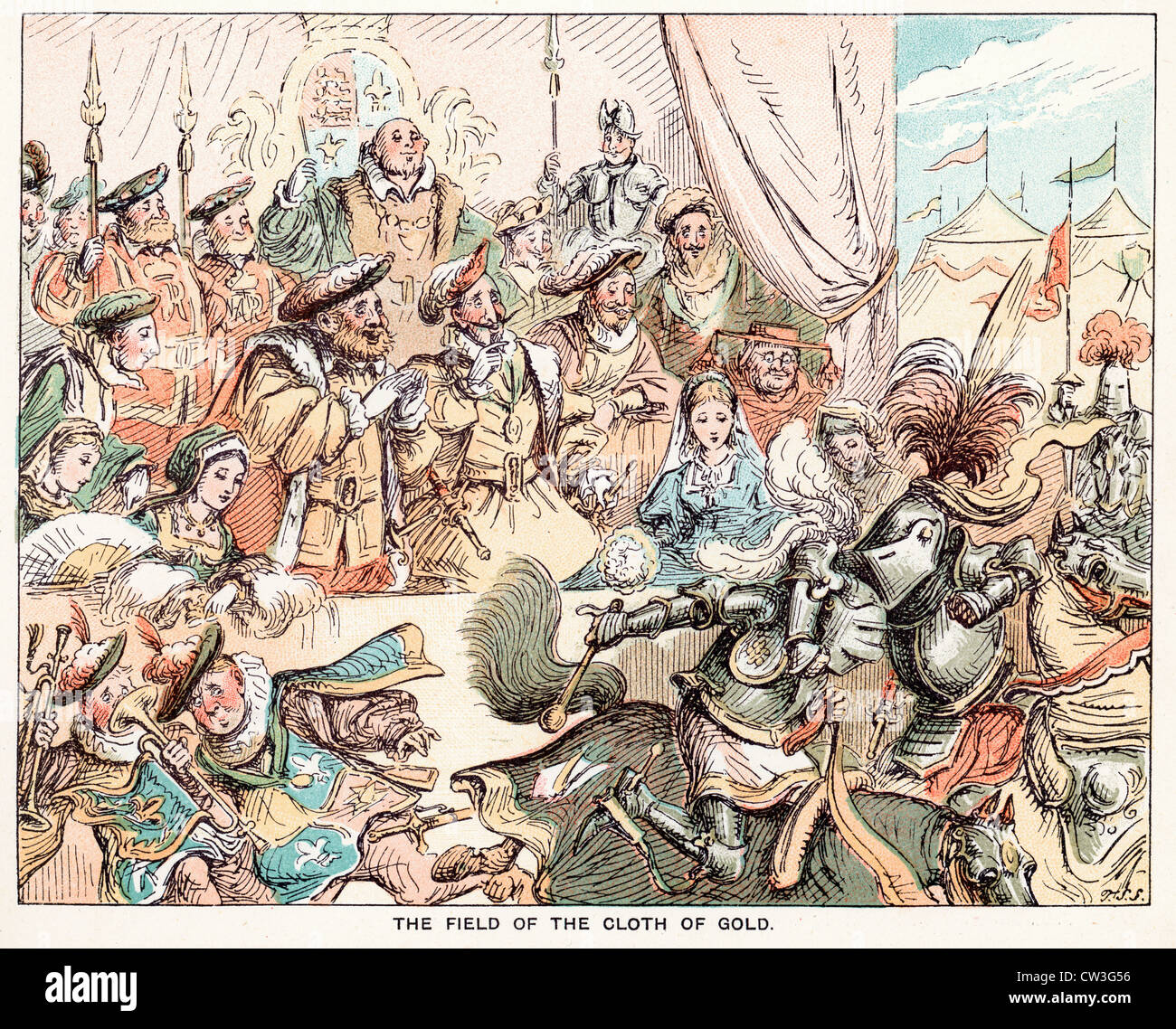 Sketch cómicos por T S Seccombe mostrando el rey Enrique VIII en el Campo del Paño de Oro Foto de stock