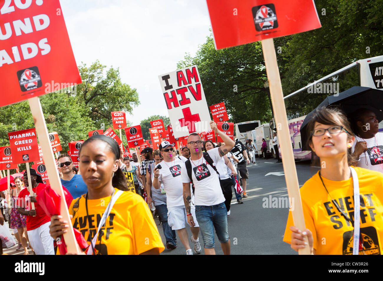 Un rally de VIH/SIDA en Washington, DC. Foto de stock