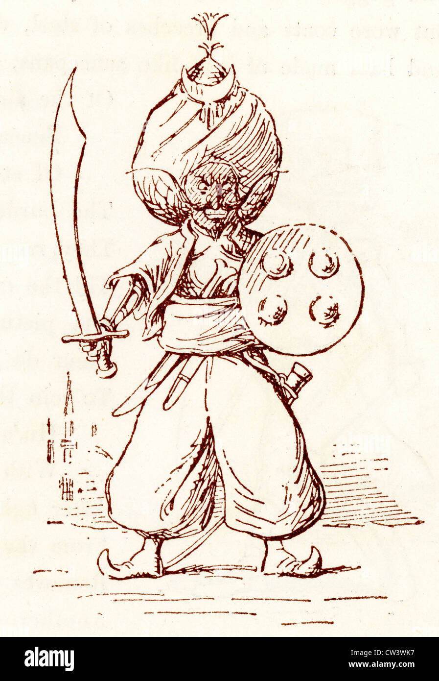 Sketch cómicos por T S Seccombe mostrando un guerrero sarraceno Foto de stock