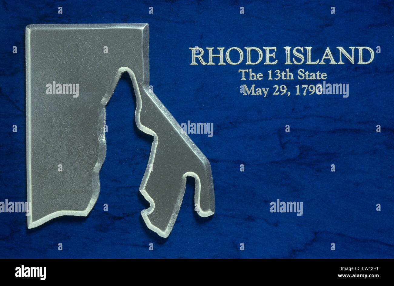 Mapa de plata de Rhode Island Foto de stock