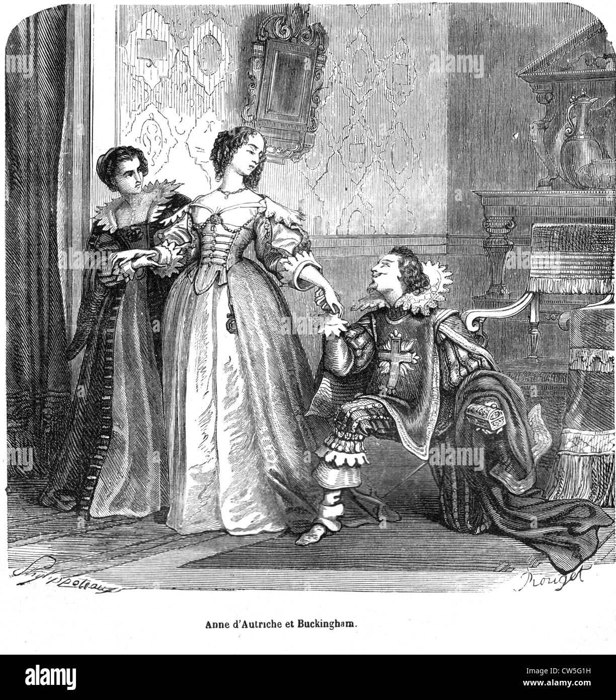 Los tres mosqueteros, Ana de Austria con Lord Buckingham Foto de stock