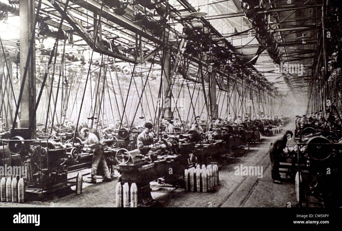 La I Guerra Mundial. La fabricación de municiones en la fábrica Krupp Foto de stock