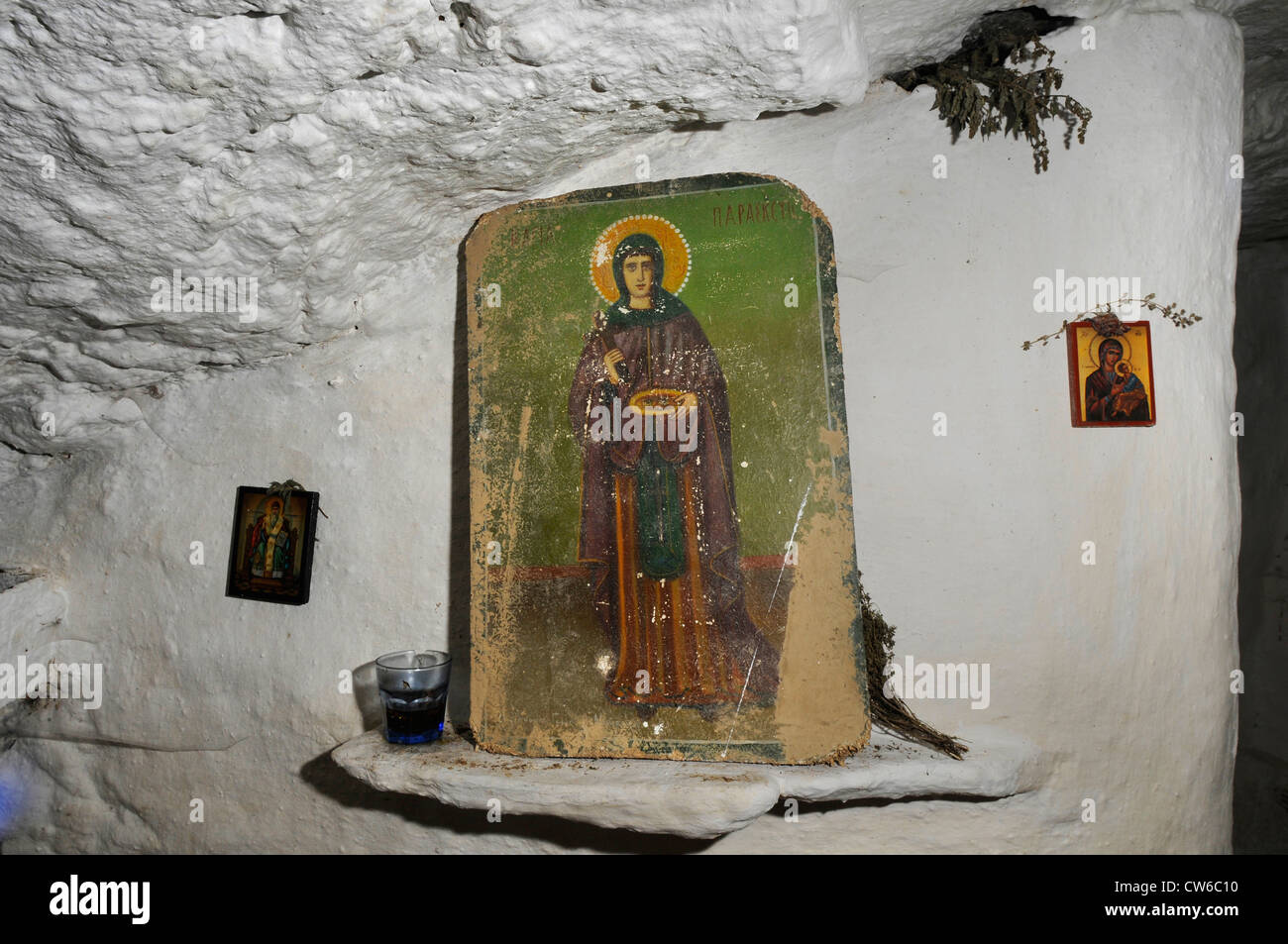 Saint imágenes en una capilla en Creta, Grecia, Creta Foto de stock