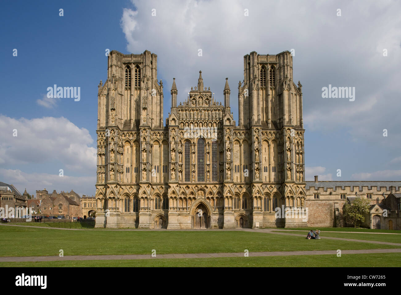 Wells: Catedral fachada oeste Foto de stock