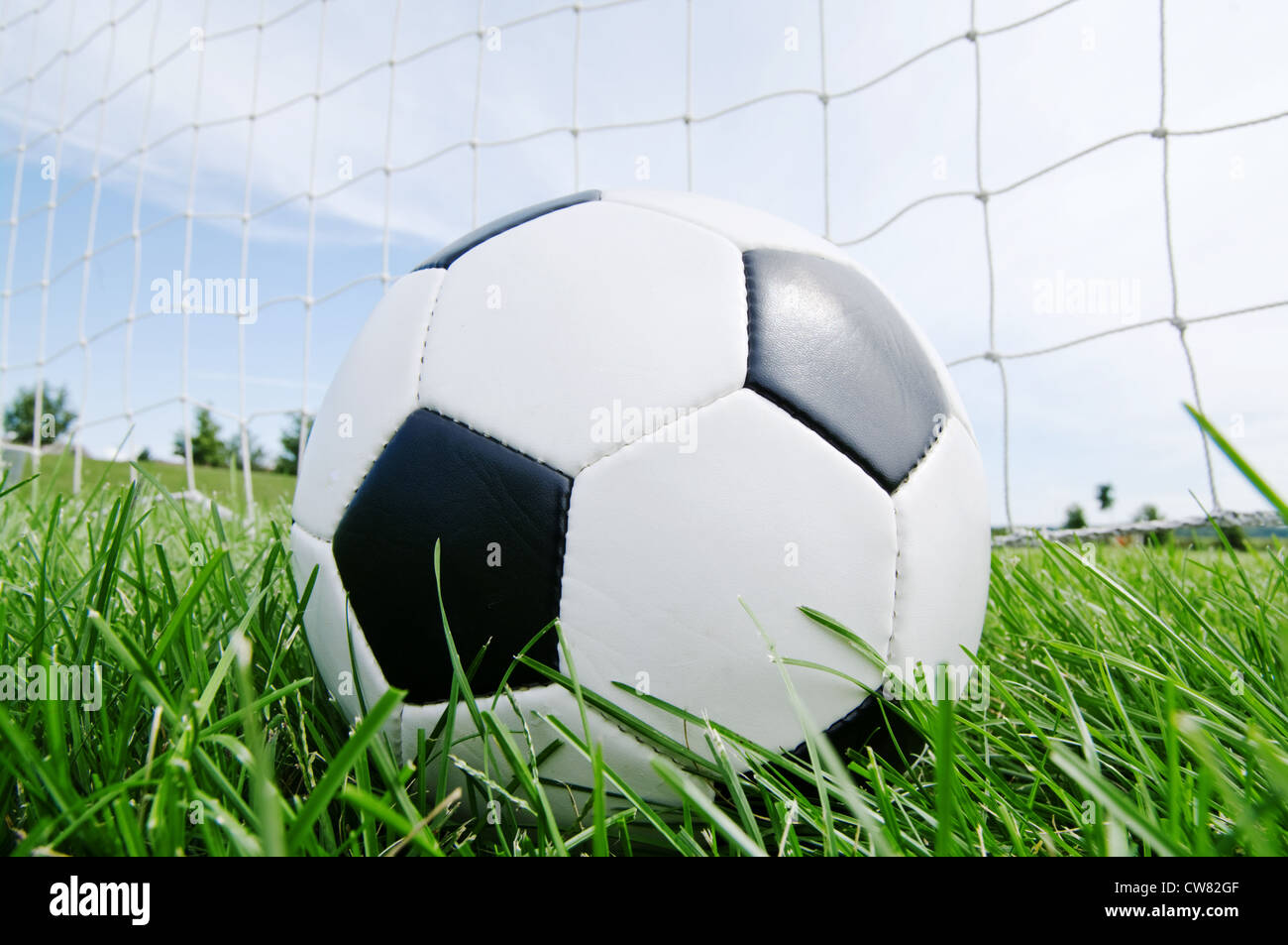 Fútbol clásico en el gol net Foto de stock