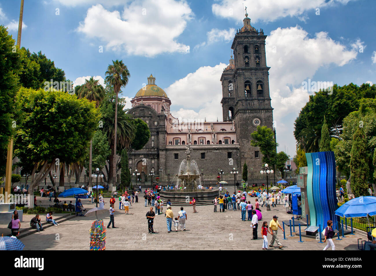 Catedral de Puebla, Puebla Catedral, cerca del zócalo, Puebla, México Foto de stock