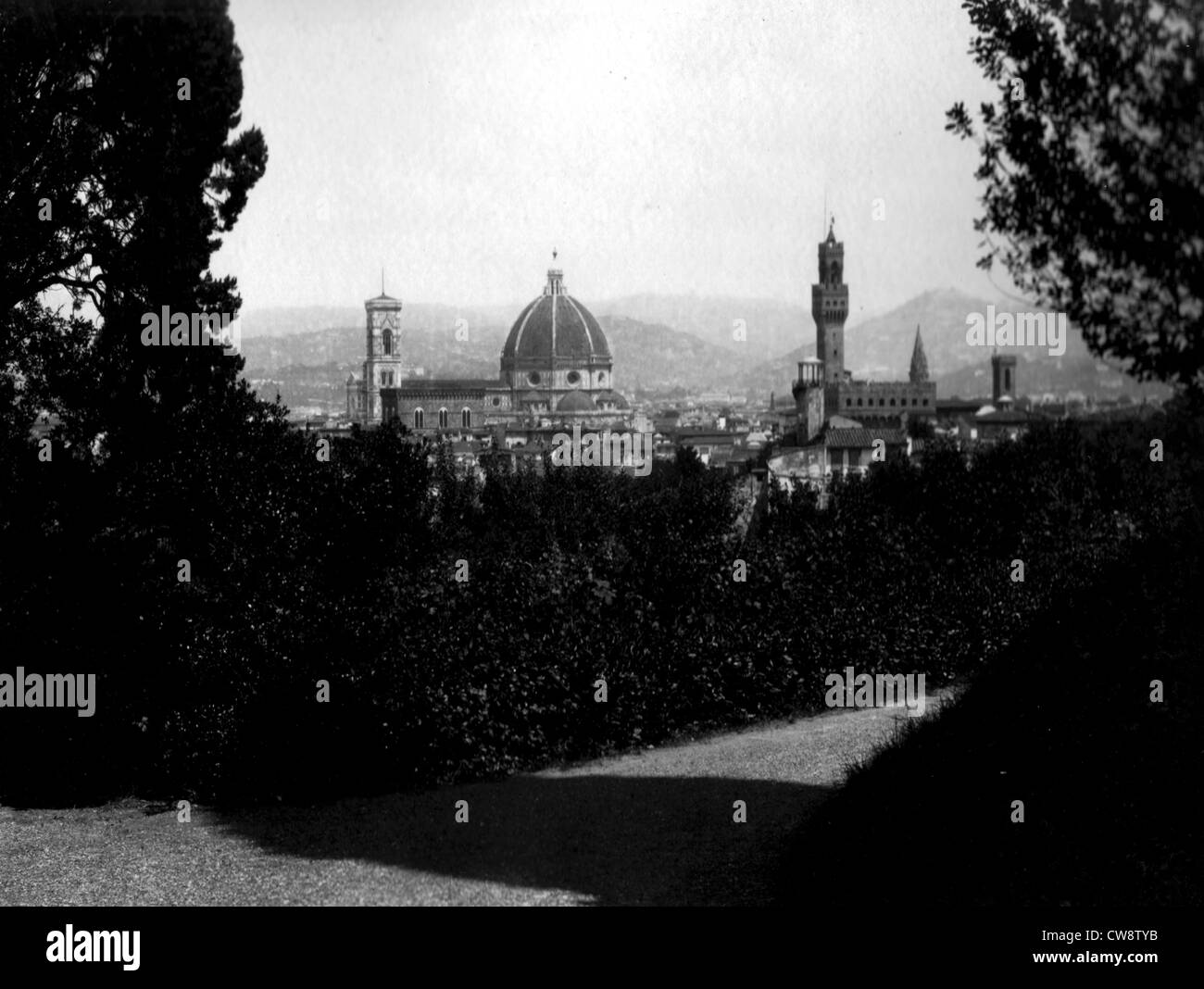 Florencia : Panorama City vista desde los jardines Boboli Foto de stock