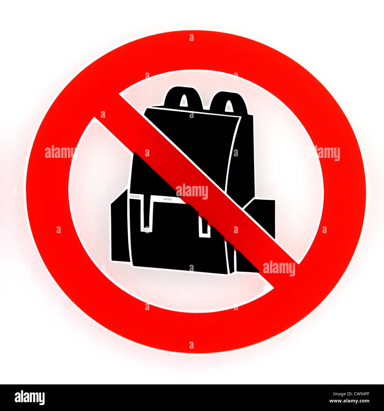 Foto de símbolo, signo mochilas prohibida Fotografía de stock - Alamy