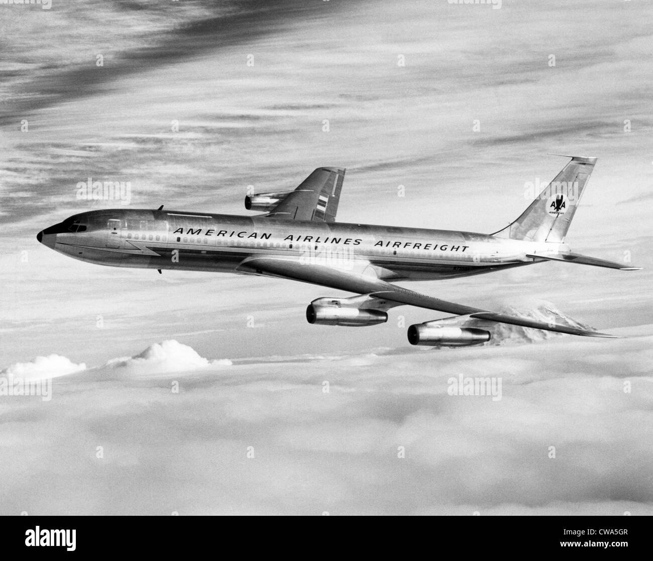 La aerolínea estadounidense Boeing Astrojet en vuelo, 1964. Cortesía: CSU Archives/Everett Collection Foto de stock