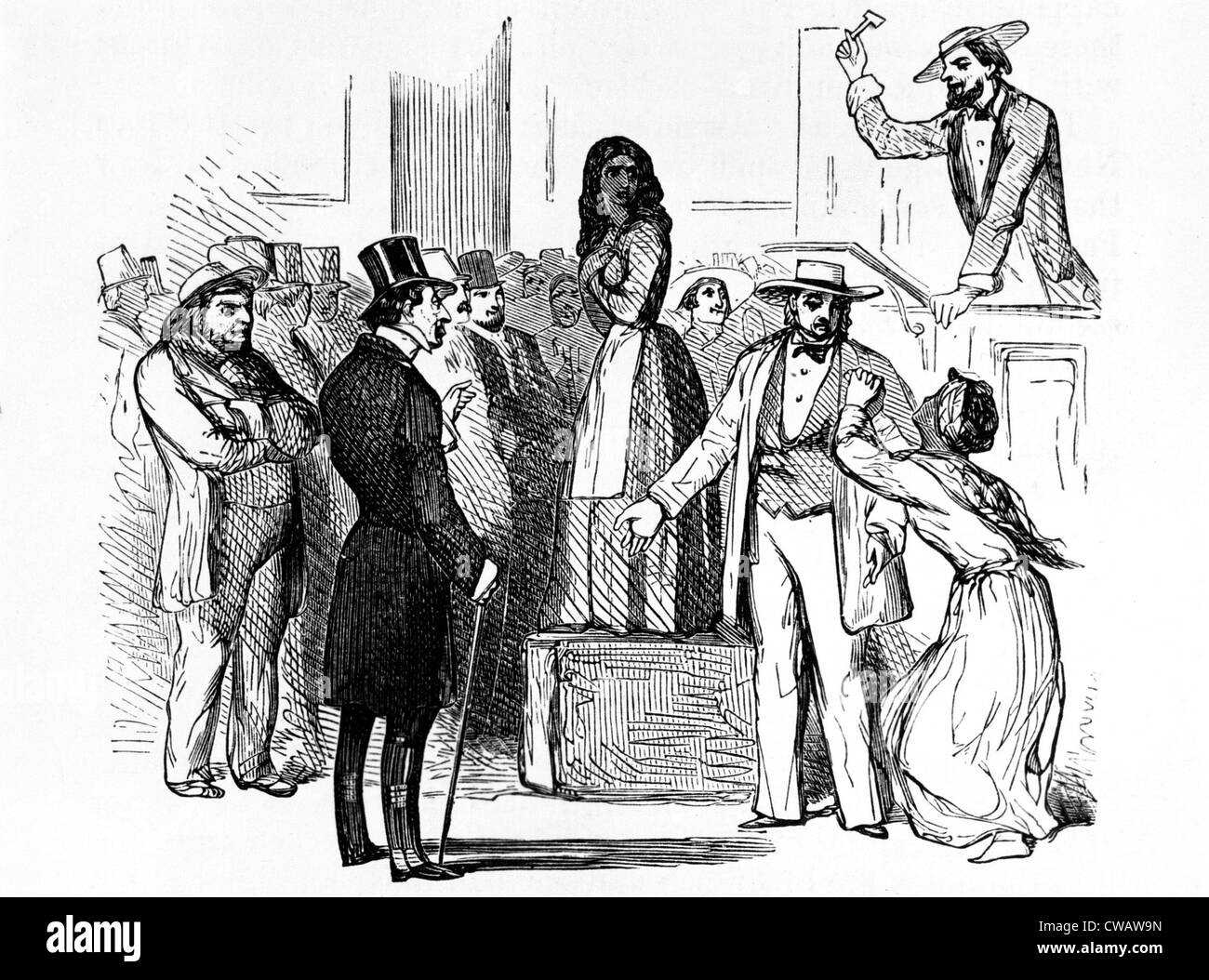 Subasta de esclavos en el sur de Estados Unidos, a principios de 1800. Cortesía: CSU Archives / Everett Collection Foto de stock