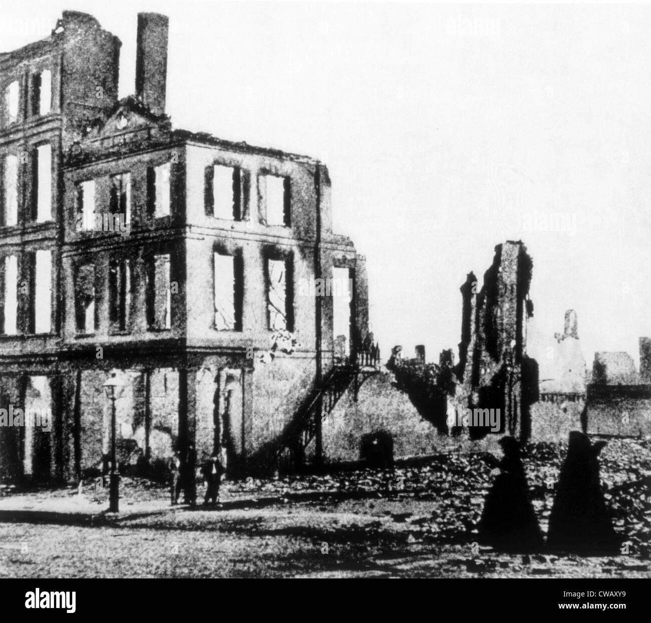 Las ruinas de Richmond, Virginia, en el final de la Guerra Civil de 1865. Foto de stock