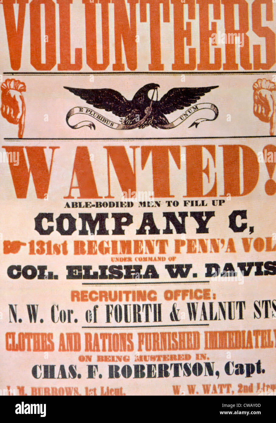 Afiche de reclutamiento del ejército de unión, ca. 1861 Foto de stock
