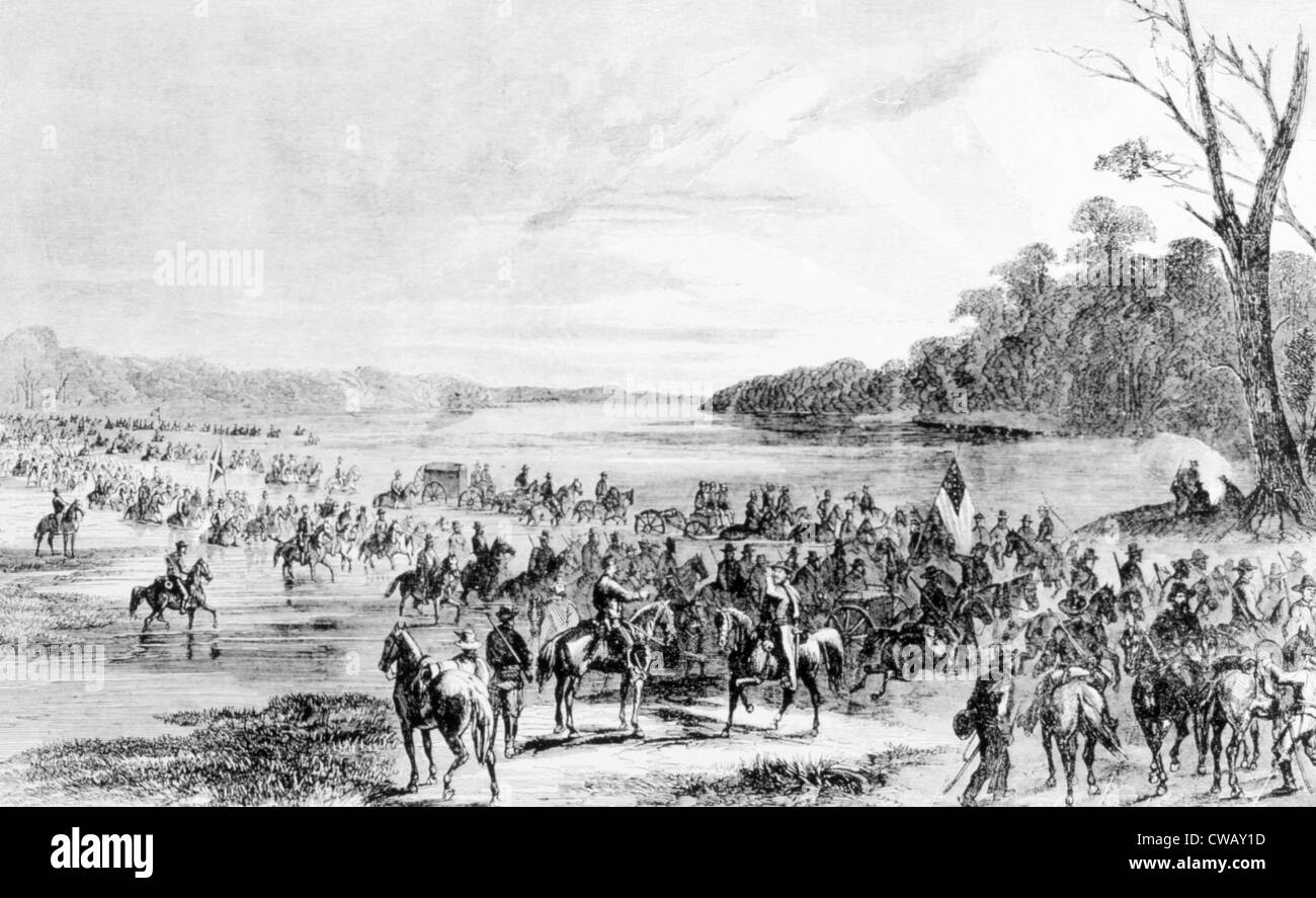 Unidad de caballería confederado invadiendo el territorio de la Unión en Maryland y Pennsylvania, 11 de junio de 1863 Foto de stock