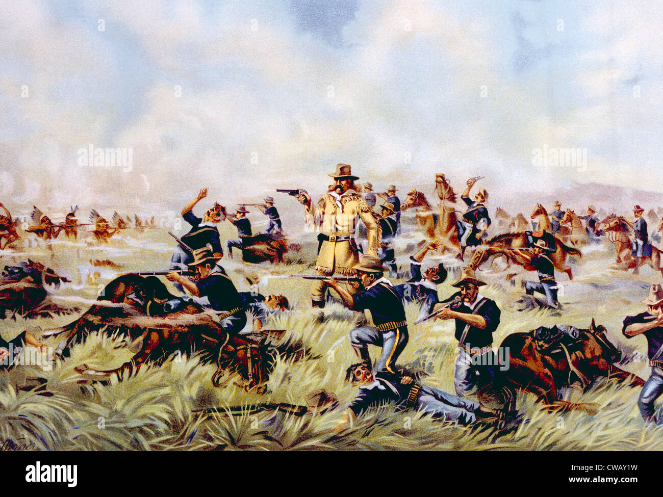 Custer's Last Stand, el General George Armstrong Custer en la batalla de Little Bighorn, 1876 Litografía publicado 1899 Foto de stock