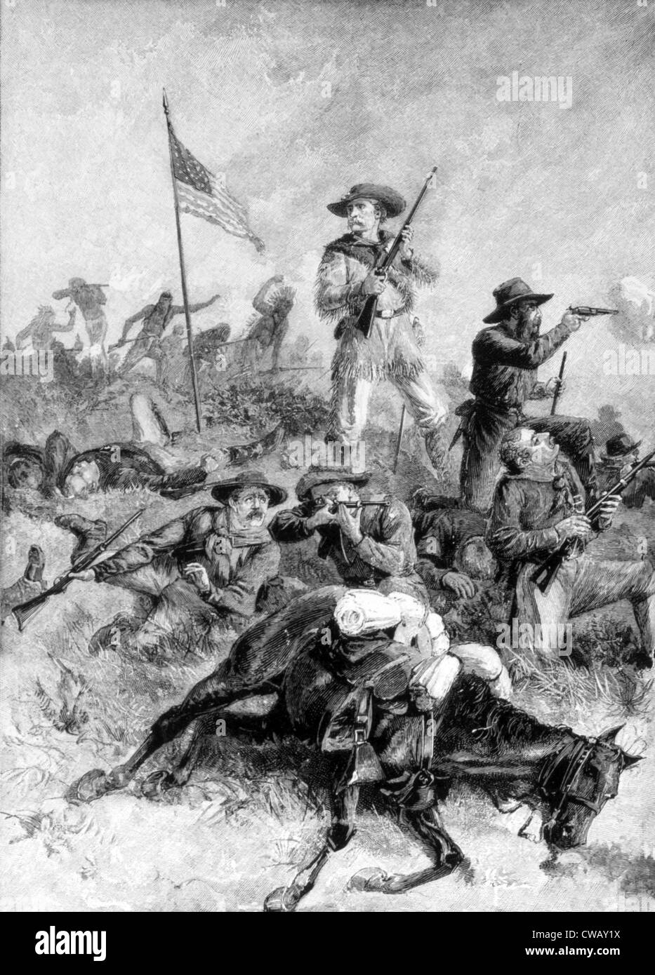 Custer's Last Stand, el General George Armstrong Custer en la batalla de Little Bighorn, 1876 Foto de stock