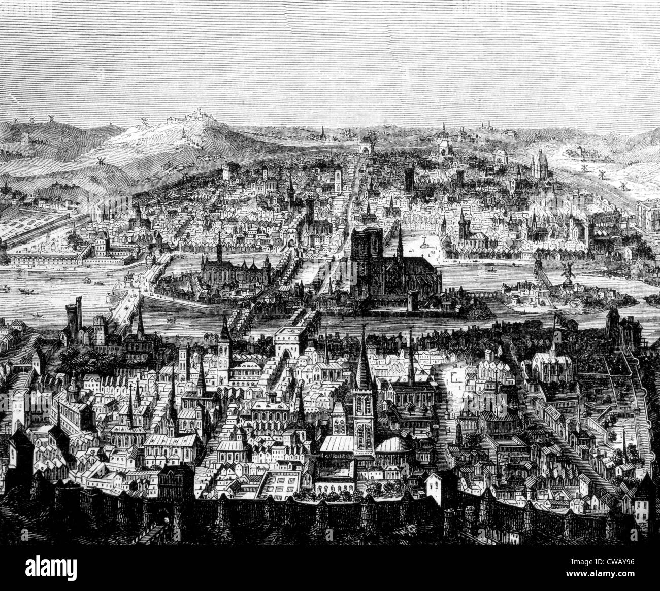 La antigua ciudad de París, c. 1780. Foto de stock