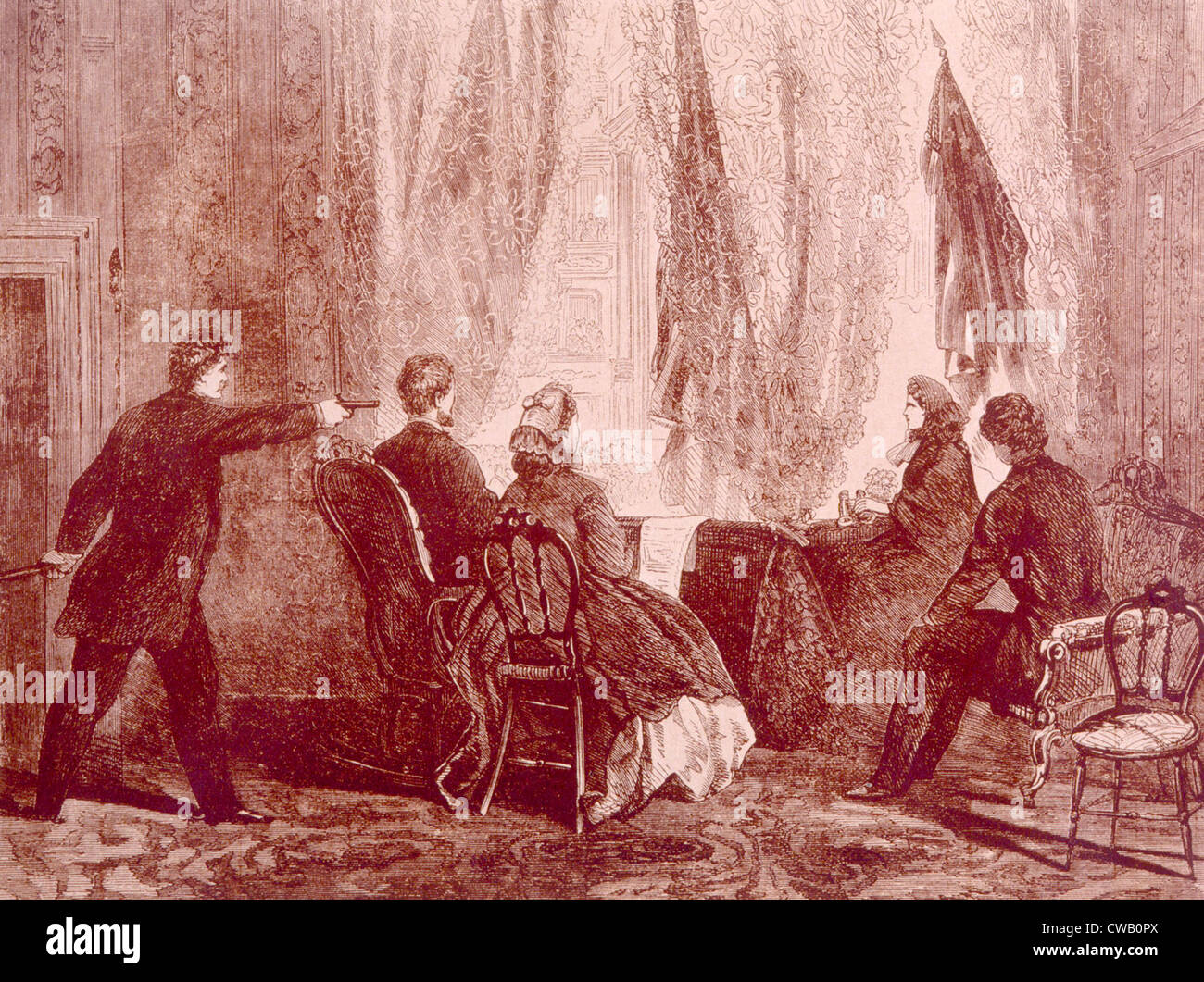 El asesinato de Abraham Lincoln, de 1865. Foto de stock