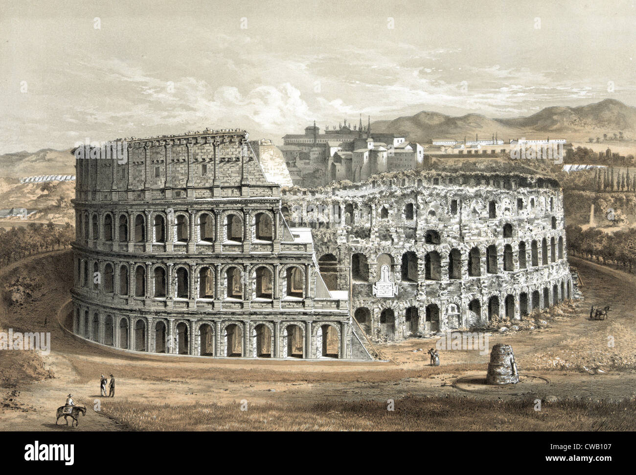 Roma, el Coliseo en Roma, ca 1872 Foto de stock