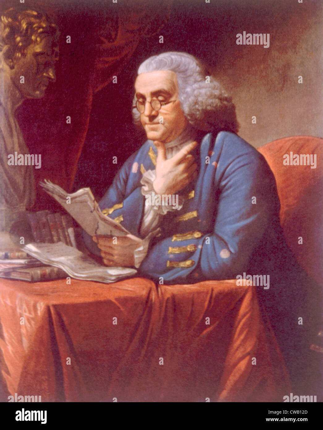 Benjamin Franklin (1706-1790), retrato por David Martin, 1767 Foto de stock