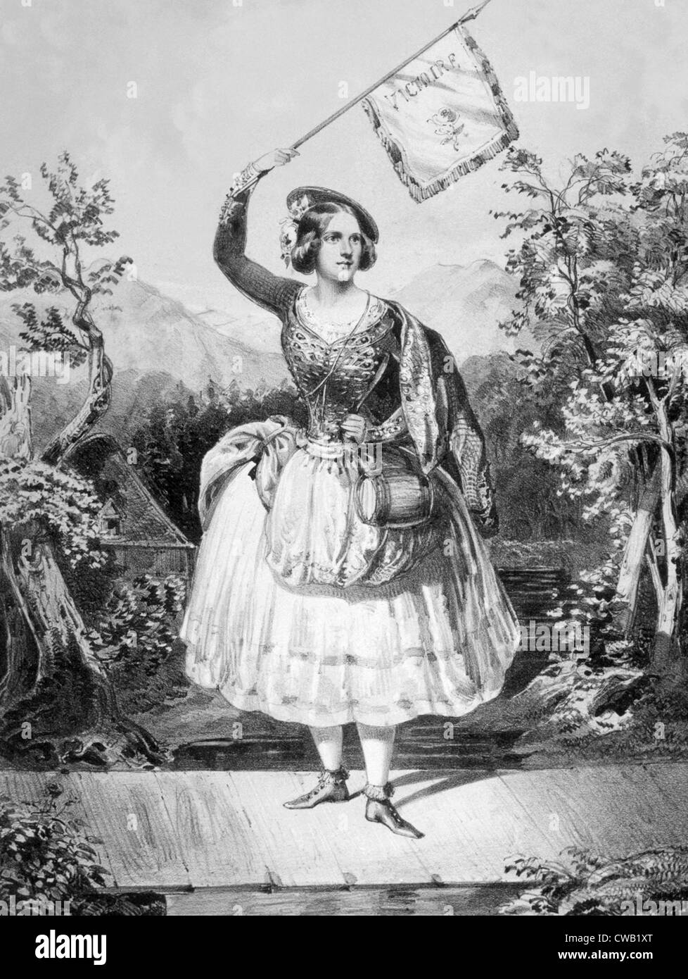 Jenny Lind (1820-1887) en el cartel de la ópera 'La Fille du Regiment', 1850 Foto de stock