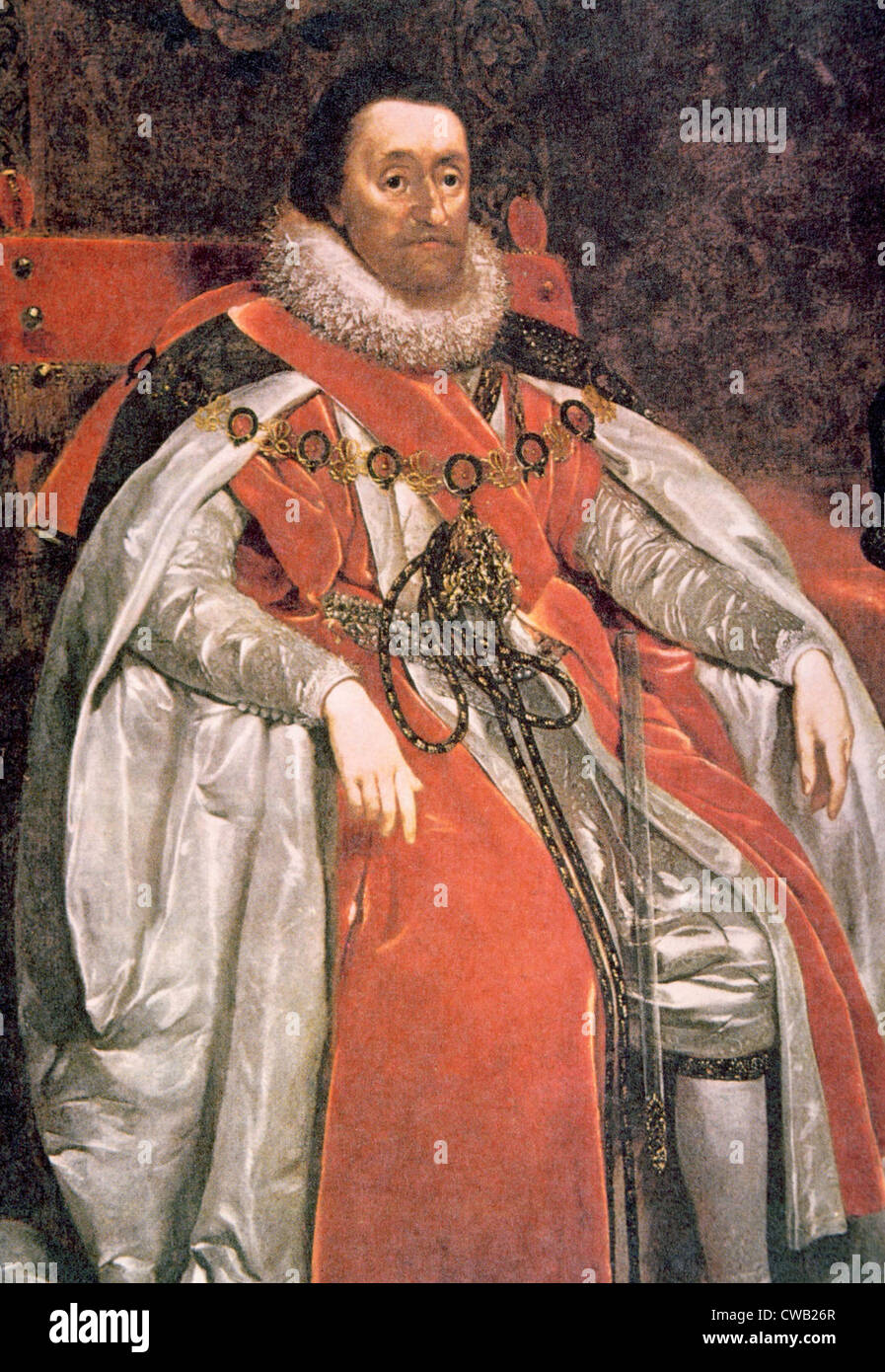 El rey Jaime I (1566-1625), gobernó Inglaterra 1603-1625. Foto de stock