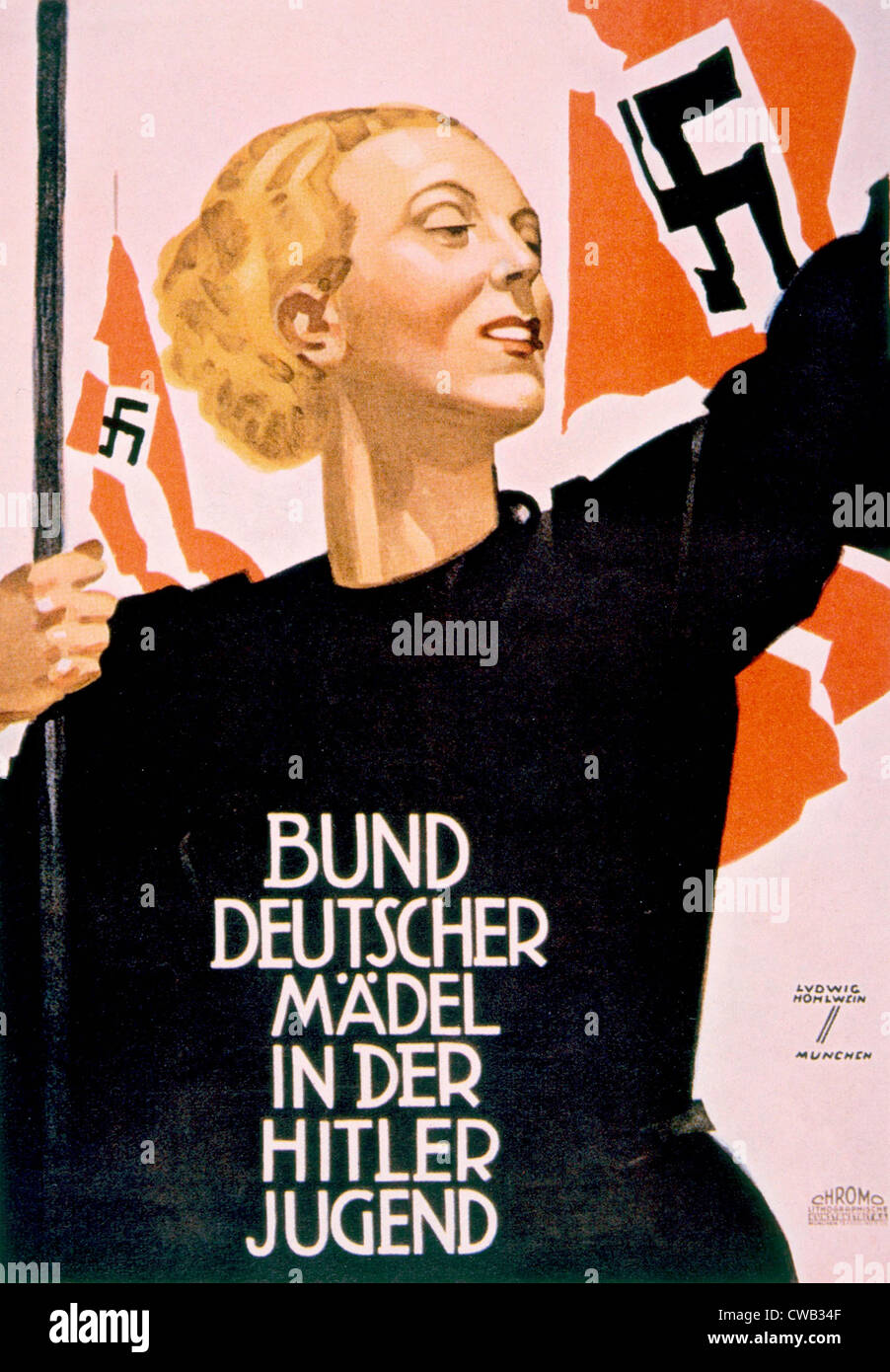 La Liga de chicas alemanas de las Juventudes Hitlerianas, Alemán poster, ca. 1936 Foto de stock