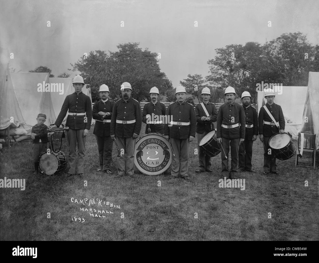 Kit Carson's band, Camp McKibbin, fotografía, 1893. Foto de stock