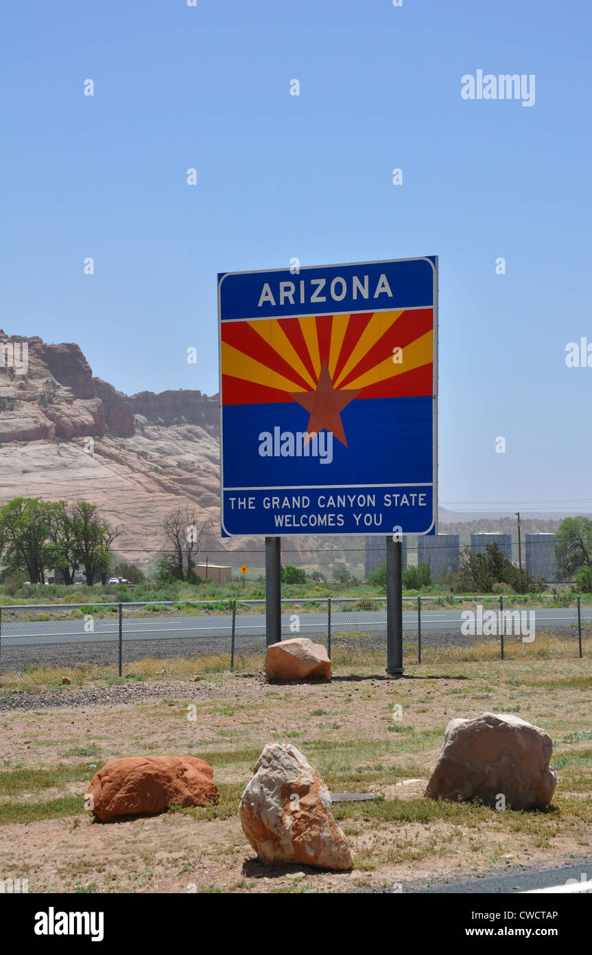 Cartel de bienvenida del estado de Arizona, EE.UU. Foto de stock